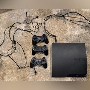 Sony PlayStation 3 Console with Triple Black Controllers